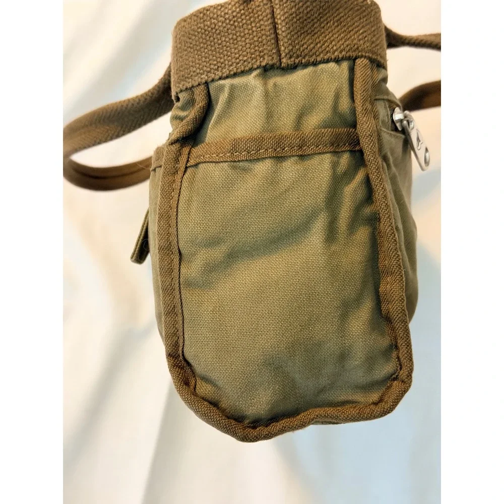 Hurley Canvas Tote Bag Olive Green Utility Multi Pocket Heart Print Lining